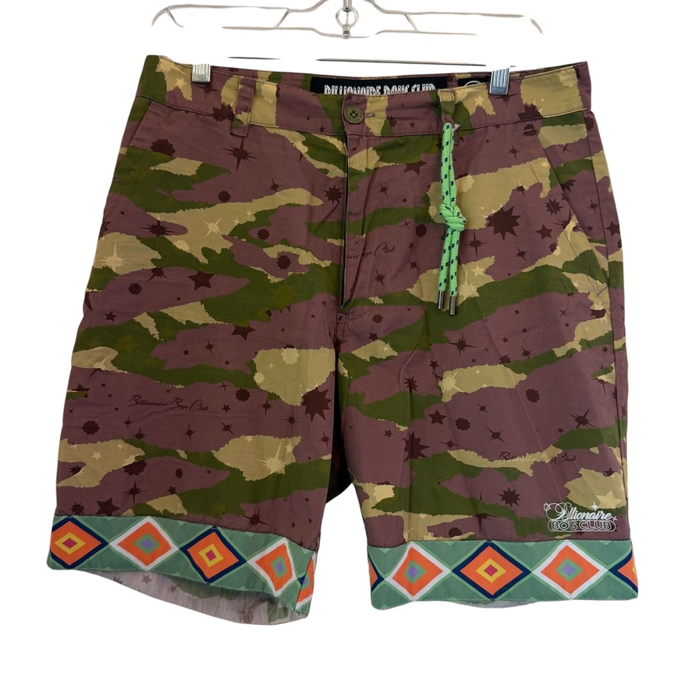 Billionaire‎ Boys Club Rip Cord Shorts Olive Branch Camo Geometric Hem Shorts 30